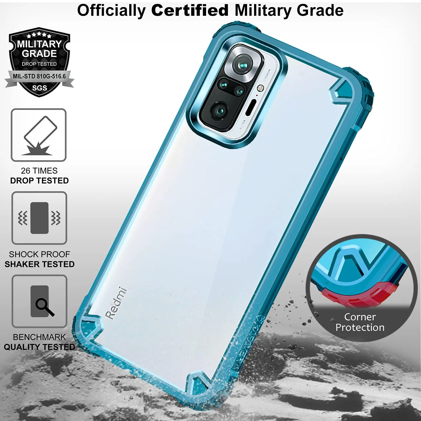 Premium Sea Blue Back Cover Case for Redmi Note 10 Pro / Redmi Note 10 Pro Max – Stylish Protection and Durability