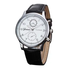 Retro Faux Leather Quartz Wrist Watch For Men