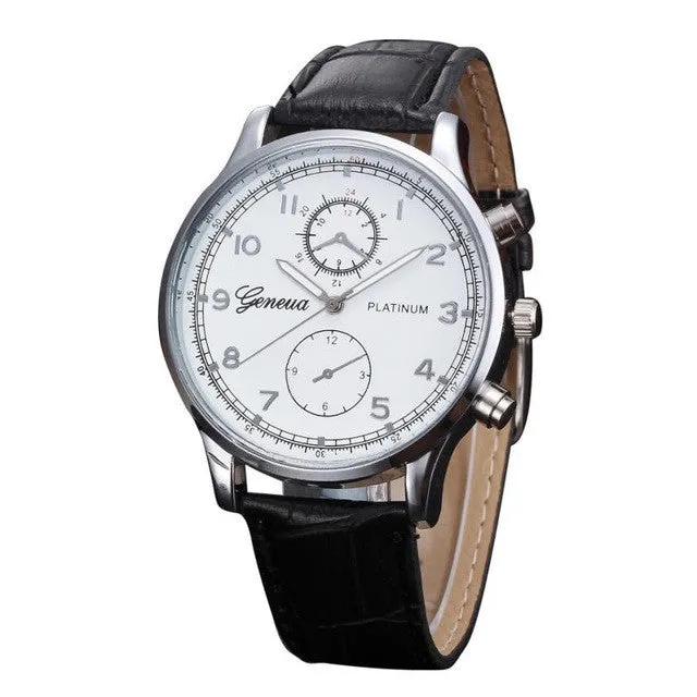 Retro Faux Leather Quartz Wrist Watch For Men