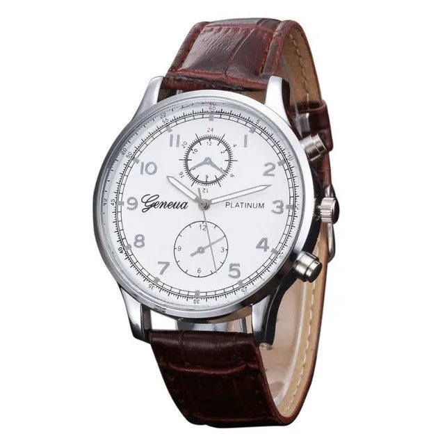 Retro Faux Leather Quartz Wrist Watch For Men