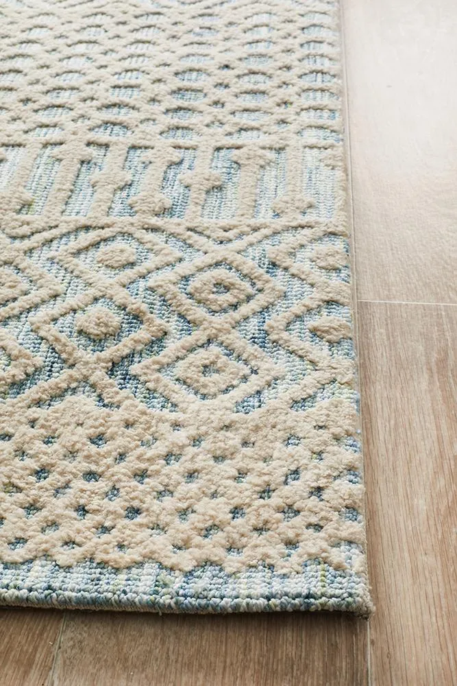 Rustic Casual Tribal Design Brook Rug - Blue/Green