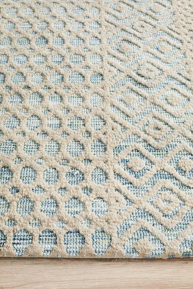 Rustic Casual Tribal Design Brook Rug - Blue/Green