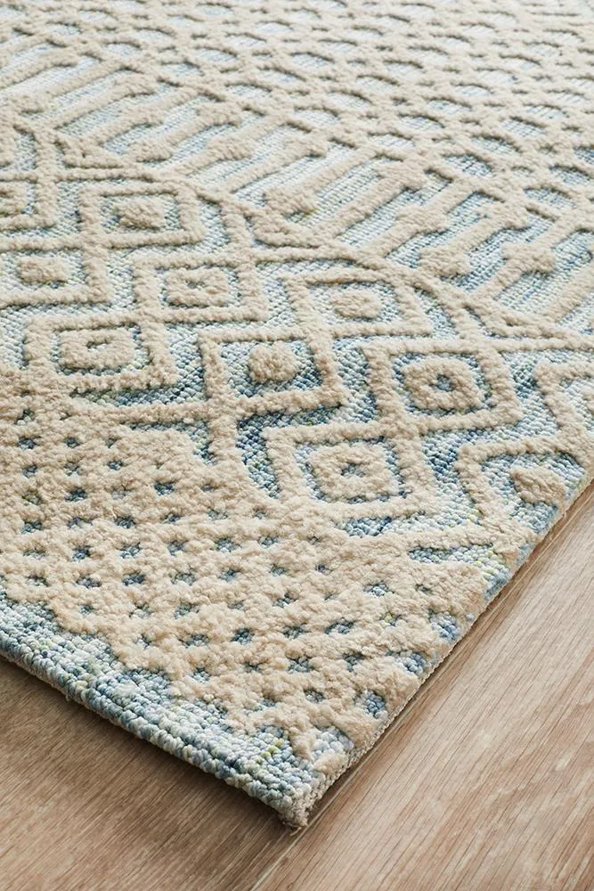 Rustic Casual Tribal Design Brook Rug - Blue/Green