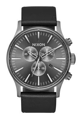 Sentry Chrono Leather - All Gunmetal / Black