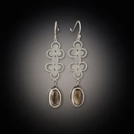 Silver Filigree Earrings with Smoky Quartz