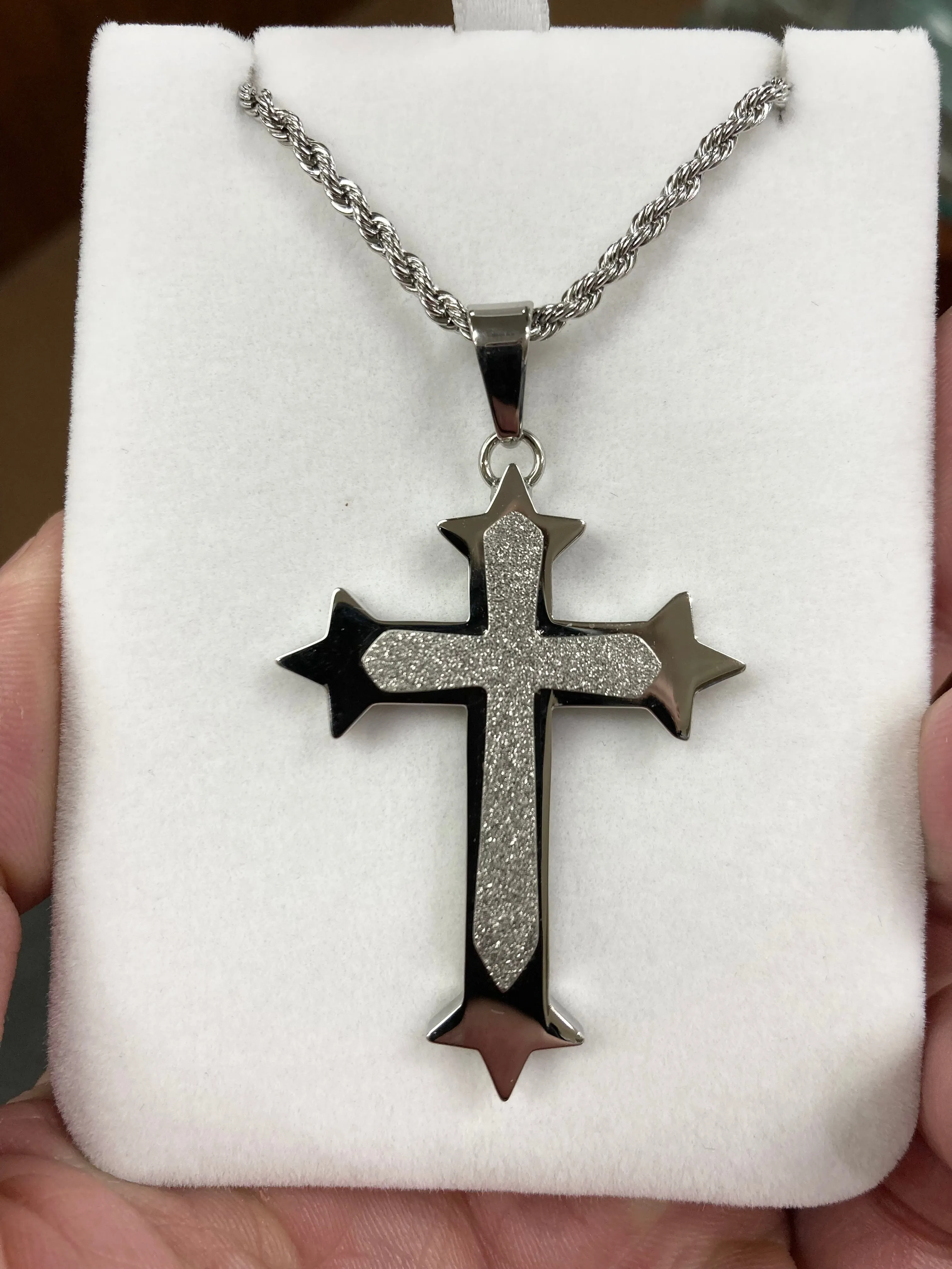 Stainless Steel Cross And Rope Chain