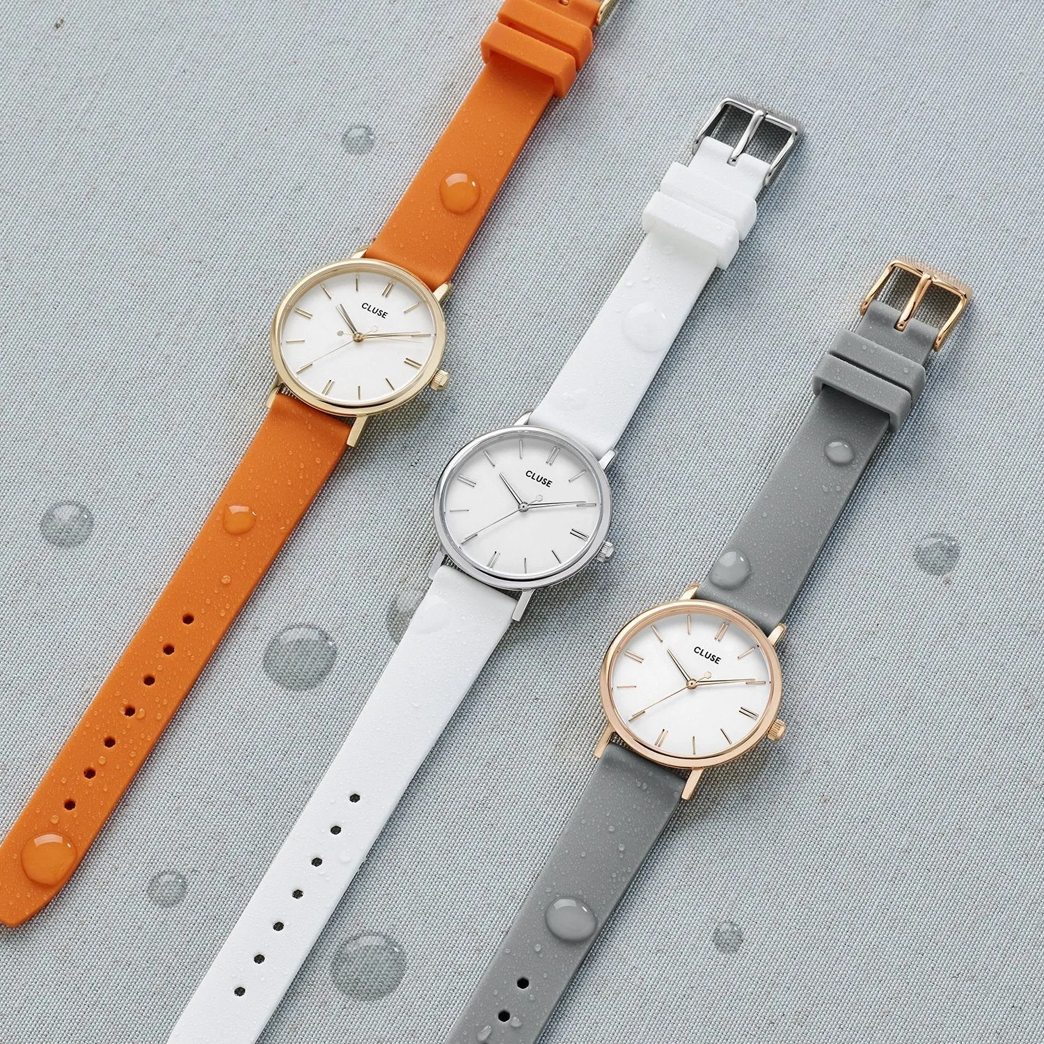 Strap 16 mm Silicone Orange, Gold Colour