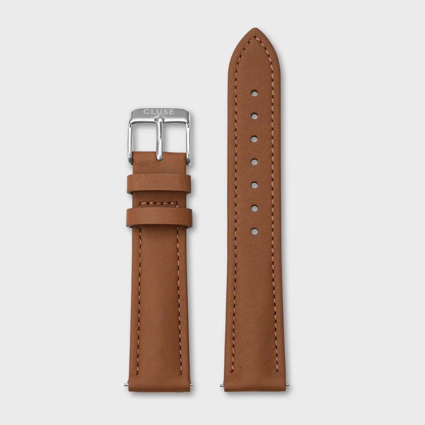 Strap 18 mm Leather Caramel, Silver Colour