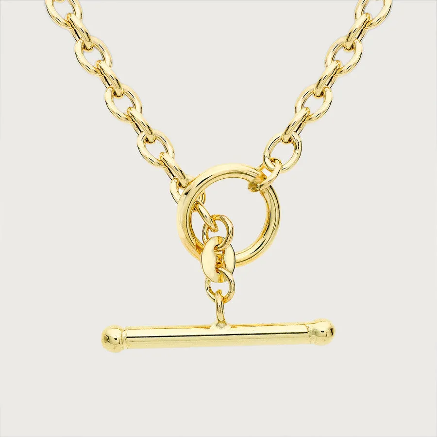 T Bar Belcher Chain Necklace in 9K Yellow Gold