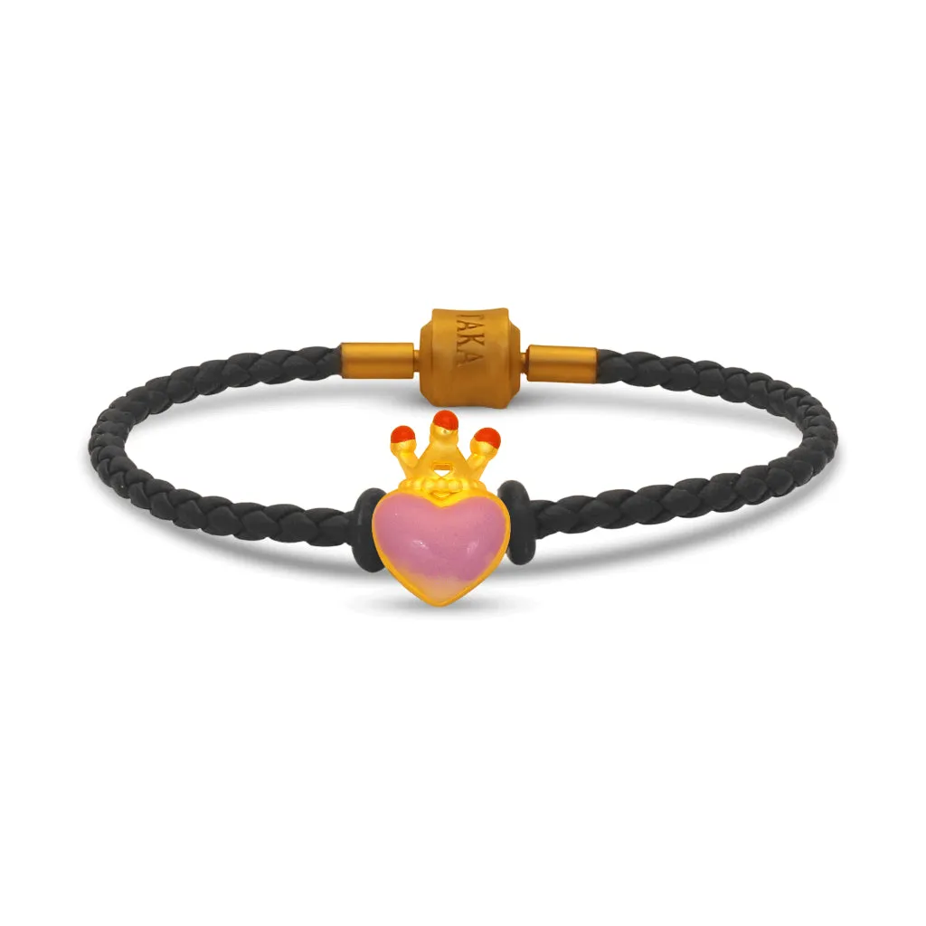 TAKA Jewellery 999 Pure Gold Charm Crown Heart