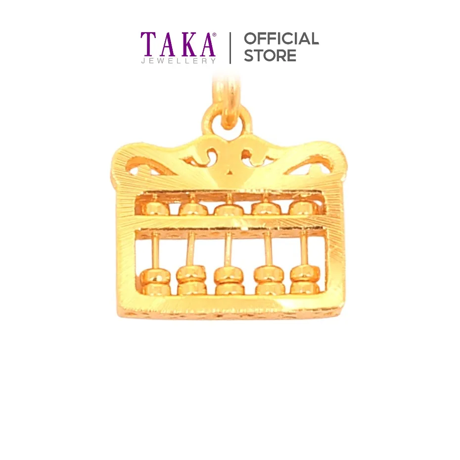TAKA Jewellery 999 Pure Gold Pendant Abacus