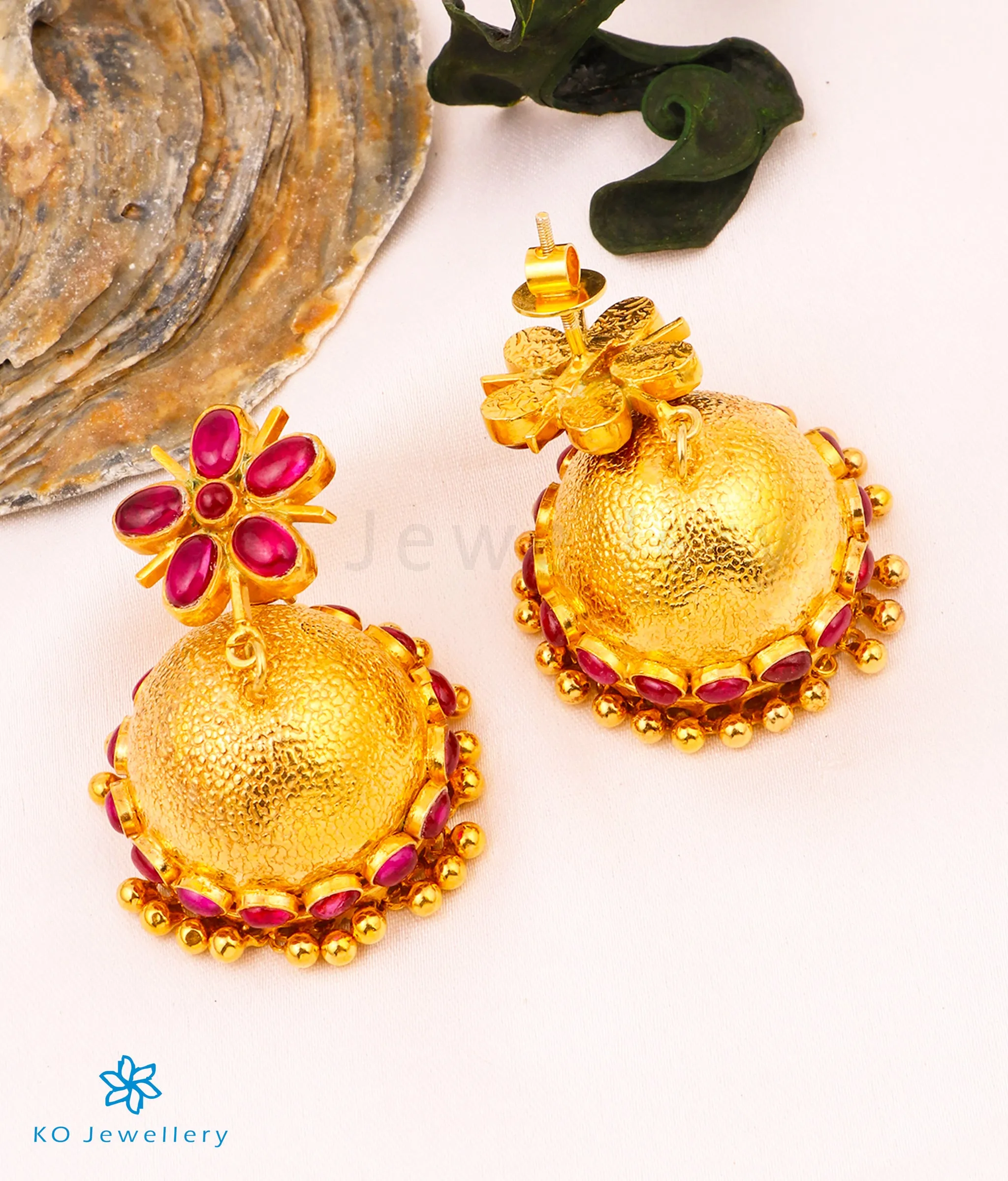 The Adhisha Silver Kempu Jhumka