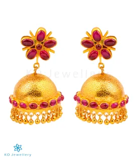 The Adhisha Silver Kempu Jhumka