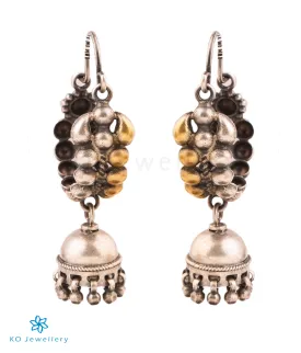 The Alina Silver Antique Bali Jhumkas (2 tone)