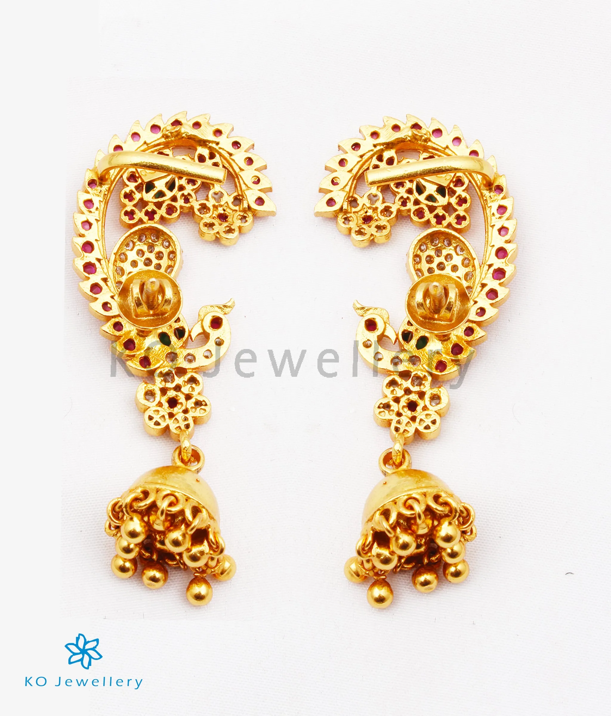The Amolika Silver Peacock Earcuff Jhumka