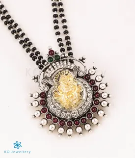 Elegant Apsara Silver Lakshmi Mangalsutra Necklace - Traditional Indian Jewelry for Special Occasions
