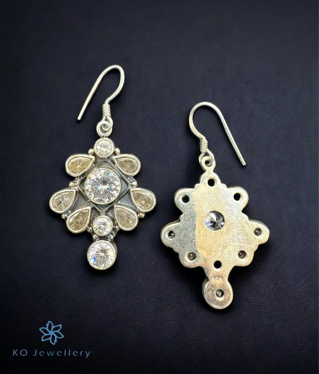 The Babita Silver Gemstone Earrings (White)