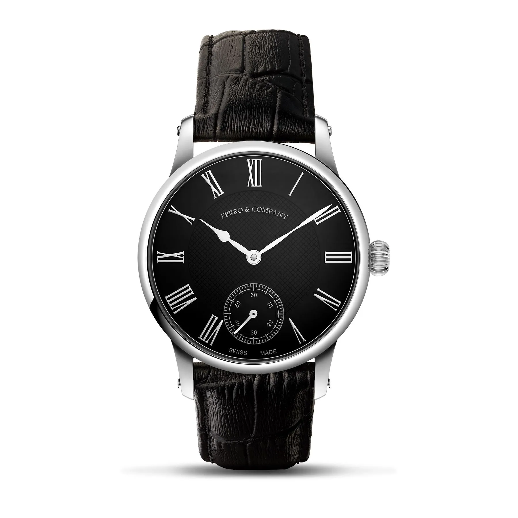TRADITUM VINTAGE STYLE DRESS WATCH BLACK / ROMAN