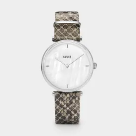 Triomphe Leather Grey Python, Silver Colour