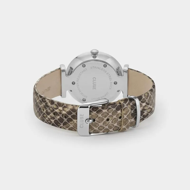 Triomphe Leather Grey Python, Silver Colour