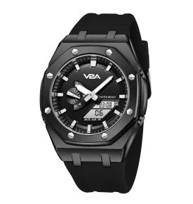 V2A Allure Octagonal Screw Case Analogue-Digital Watch for Men, Stainless Steel Band, 30M Water Resistant, 5 Alarms, World Time, Countdown, Stopwatch Men Watch | Birthday Gift for Men
