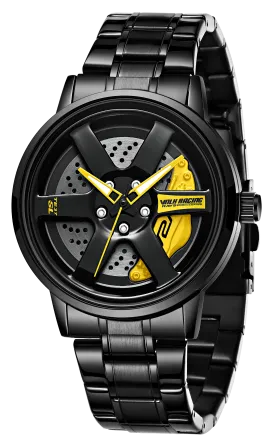 V2A Vortex Wheel Rolling Series Men’s Analog Watch Open Dial Watch – Car Wheel-Inspired Design, Hollow Out Elegance Casual Watch for Men | Gift for Men
