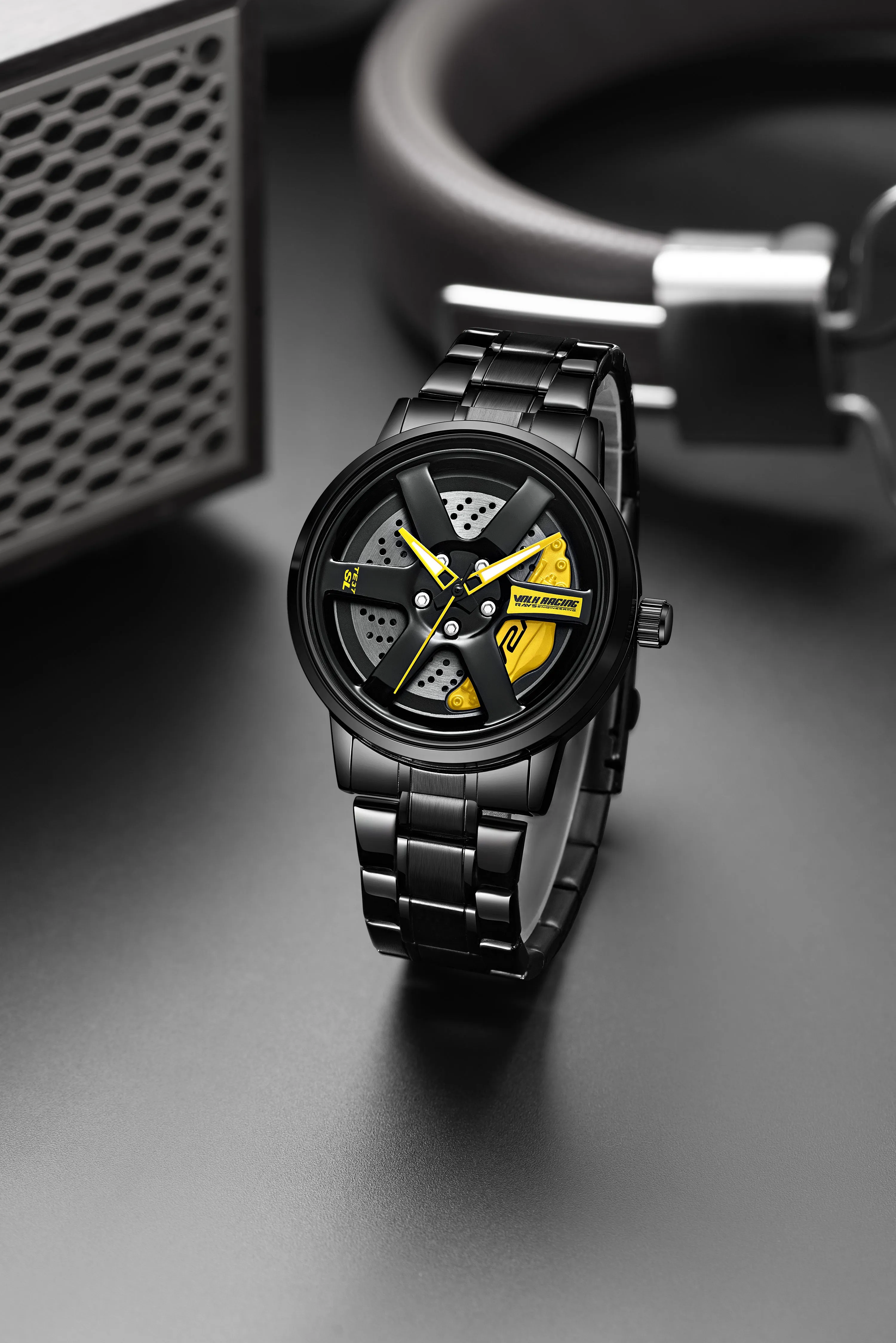 V2A Vortex Wheel Rolling Series Men’s Analog Watch Open Dial Watch – Car Wheel-Inspired Design, Hollow Out Elegance Casual Watch for Men | Gift for Men