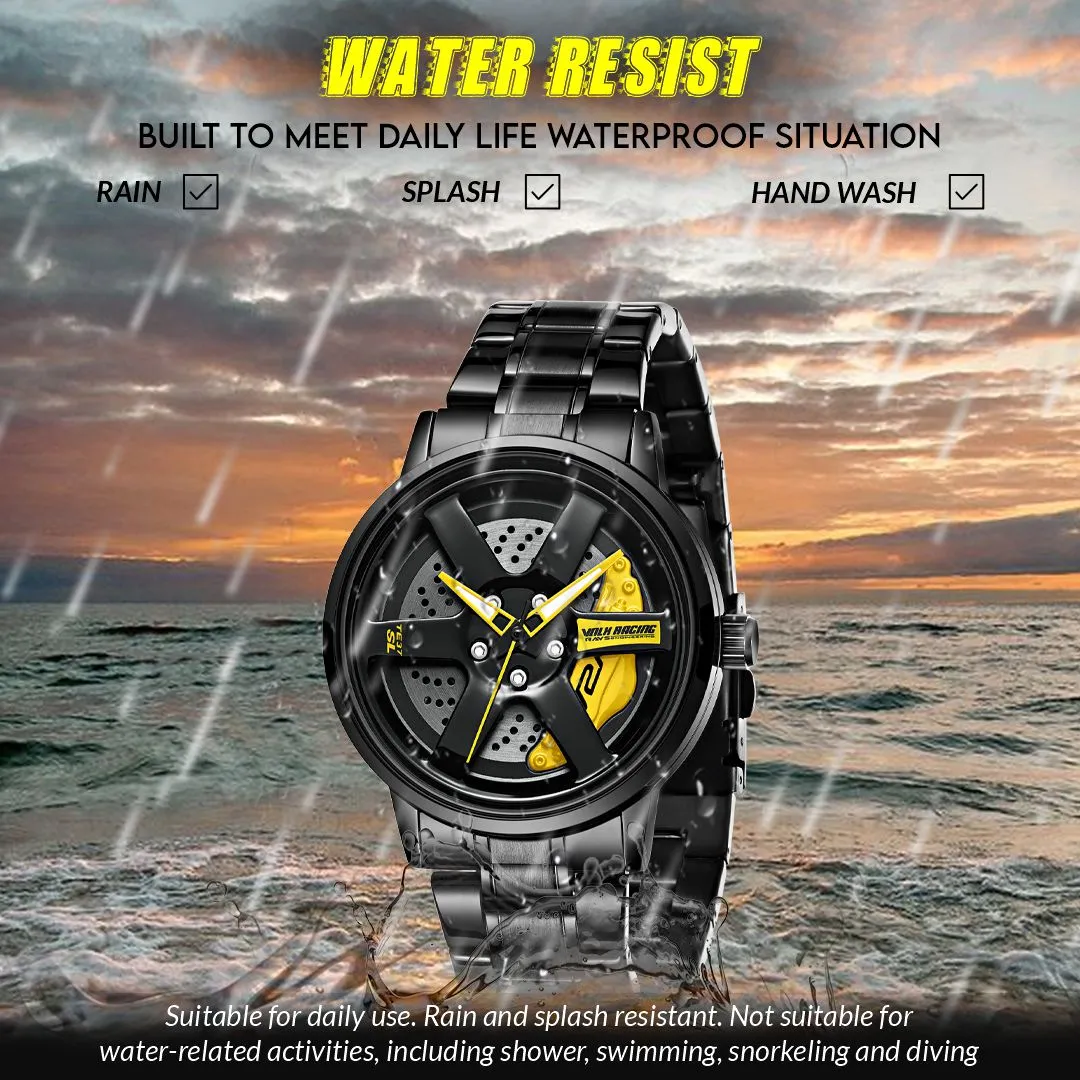 V2A Vortex Wheel Rolling Series Men’s Analog Watch Open Dial Watch – Car Wheel-Inspired Design, Hollow Out Elegance Casual Watch for Men | Gift for Men
